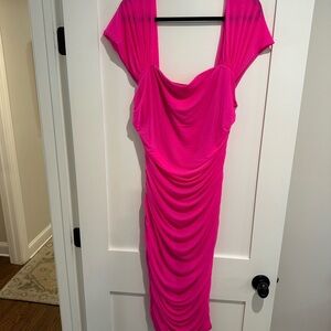 SHEIN hot Pink Draped Dress